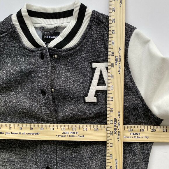Joe Boxer Size M Sweat Jacket Gray w/ Black/White/Pink strips "A" Patch - Picture 6 of 6